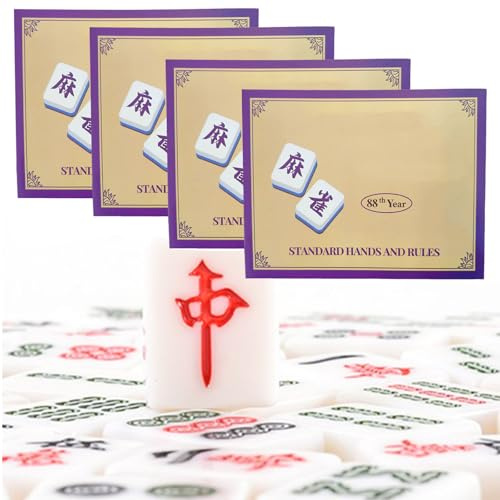 CHANGYUE Mahjong Cards Set 2026, 4 PCS Mah Jongg Cards Jeu de Mahjong en Gros caractères, Jeu de Mah-Jong Score et Cartes de règles Jeu de société pour la Famille et Les Amis