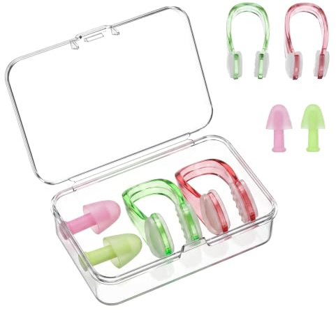 2 Pcs Nose Clips Swimming & 1 Pairs Earplugs, Swimming Nose Clip, Colorful