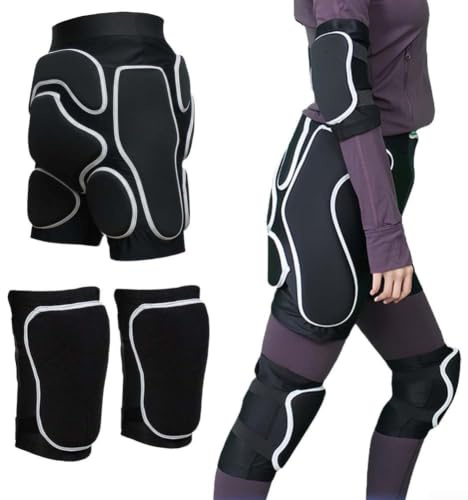 Snowboardskyddsshorts med svanskota, flexibla rumpdynor för skridskoåkning och hockey - unisex L (M-set)