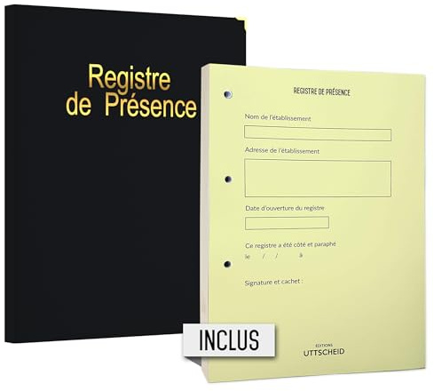 Registro Libro de asistencia con Recarga de 100 hojas numeradas - UTTSCHEID