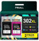 PINALL 302 XL Druckerpatronen Ersatz Kompatibel für HP 302 Druckerpatronen Multipack für OfficeJet 3831 3830 3833 HP Envy 4525 4520 4527 4524 Deskjet 3636 3639 3630 (2-Pack,Schwarze, Farbe)