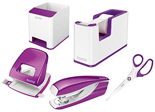 Leitz Wow Schreibtisch Accessoires (Komplett - Set, Weiß/Schwarz) (Metallic Violett)