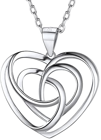 PROSILVER Sterling Silver Necklace for Women - Heart Celtic Knot Pendant with Adjustable Chain S925 Celtic Infinity Love Jewelry with Gift Box