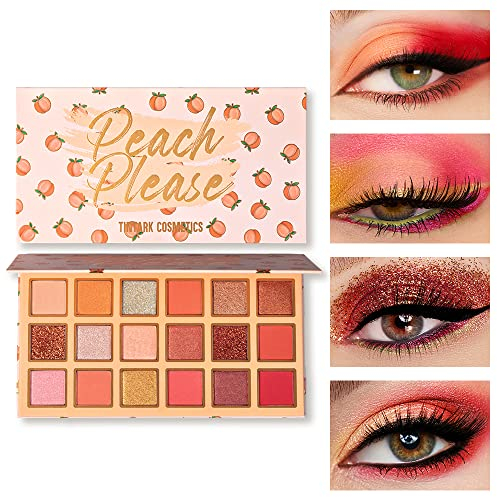 TINTARK Peach Please Lidschatten Palette, Glitzer Lidschatten Schminke Braun Rosa Braun Nudetöne Naked Augen Make-up Paletten Glitter Matte Eyeshadow Makeup Vegan & Talc Free
