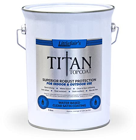 Littlefair’s Clear Varnish 5ltr / Satin - Varnish for Wood Indoor & Outdoor - Waterproof Protection & Easy Apply Water Based Polyurethane - Clear Top Coat for Furniture Paint On - Wipe On Polyurethane