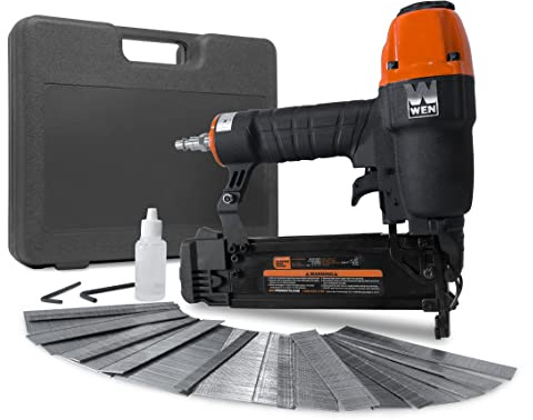 WEN 18-Gauge 3/8-Inch to 2-Inch Pneumatic Brad Nailer Kit with Case and Nails - Compatible with Any Air Compressor (61723K)