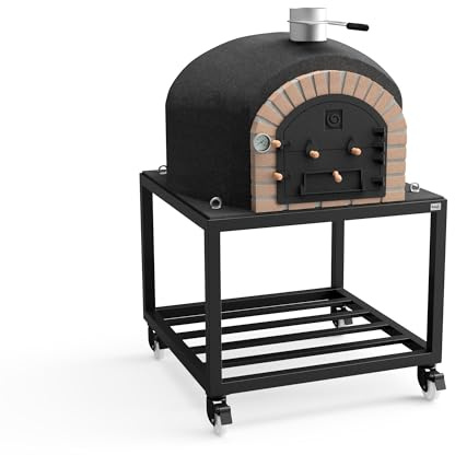 MOVELAR - Horno de Leña Exterior de Obra VESUVIUS (Negro - 100 x 100 x 157 cm) - Horno tradicional aislado con corcho y 3 mantas cerámicas, ideal para jardín, pizzas, pan y asados - REF: M00414