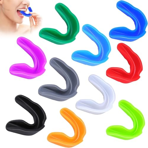 EOGRFW Lot de 10 protège-dents de sport pour enfants, protège-dents souples pour jeunes, pas d'ébullition nécessaire, pour boxe, football, basket-ball, lacrosse (multicolore)
