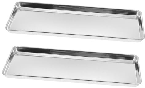 HAWILLOSCH 2pcs Flat Bottom Rectangular Food Tray Steam Pan Multi-purpose Steaming Plate for Restaurant