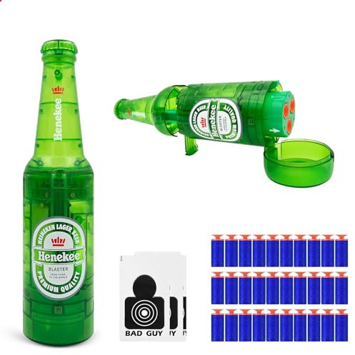 UNIKONIO Pistole Mini Blaster, Trinkflaschen Spielzeug Blaster, Spielzeugpistole mit Schaumstoff Pfeilkugeln, Spielzeug Schaumstoff Blaster Pistolen, Soda Blaster Pistolen, Patry Game Toy - Grün