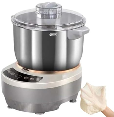 Amasadora eléctrica con fermentación inteligente 5L o 7L, cuenco acero inoxidable 304, motor silencioso 200W, pantalla táctil, ideal pan, pizza, masa bollos y repostería(7L)