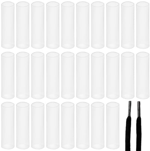 SOFPLATE 100 Pièces Embout de Lacet Plastique Embout Lacets Thermorétractable de Chaussures (6.5mm) Kit Pointes de Lacets pour Raccourcir Rétrécir et Réparer les Lacets de Chaussures Baskets Vêtements