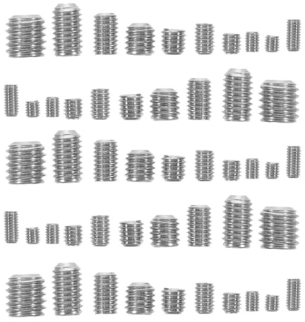NIYANGLE 1 caja Tornillos Pequeños de Acero Inoxidable Surtido Kit sin Cabeza con Hexágono Interior Tornillos Prisioneros para Reparación y Diseño Embalaje Cartón