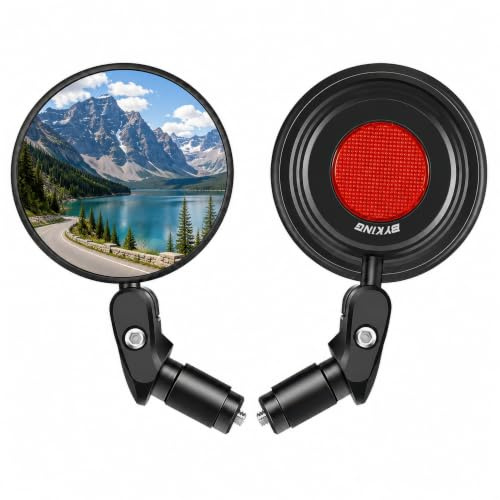 BYKING Bike Bar End Mirrors, HD Wide View Bicycle Mirror (Pair), Safety Cycling Rear View Mirror, Universal Adjustable Handlebars Mirror for Scooter Ebike MTB Road Gravel Bikes