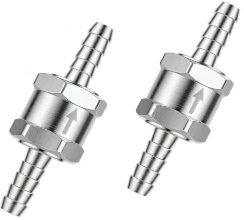 2 Pcs Válvula Antirretorno Combustible 8 mm de Aluminio, Válvula Unidireccional para Gasolina Diésel Carburador y Sistemas de Combustible de Baja Presión