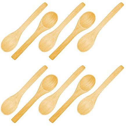 Small Wooden Spoons, 10Pcs 3.5in Wooden Spoon Apply to Condiments Sugar Salt Jam Short Handle Wooden Spoon