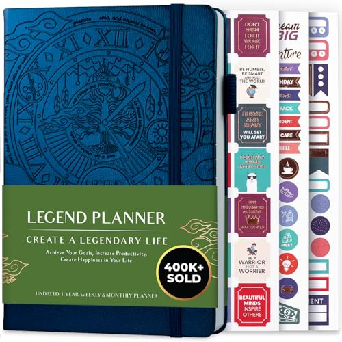 Legend Planner – Weekly & Monthly Life Planner to Hit Your Goals & Live Happier. Organizer Notebook & Productivity Journal. A5 (Mystic Blue)