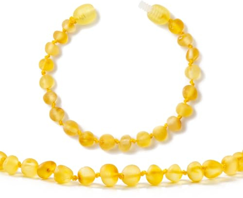 Baltic Amber Armband/Anklet(Unisex)(Butterscotch Raw) - 18cm lång - Handgjord, Lab-testad, äkta bärnsten
