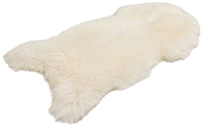 Cakla Lammfell Echt 100-110 cm - Schaffell Echt Groß - Fellteppich Weiss - Weich und Flauschig - Fell für Stühle - Lammfell Teppich - 100% Bio - Schafsfelle - Dekofell - Schafsfell Felle