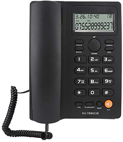 Telefono con filo, KX-T885 Visualizzazione ID chiamante Chiamata in vivavoce Telefono fisso per hotel a domicilio(Nero)