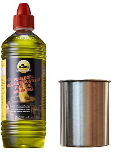 Moritz Starter Lot de 3 flacons de gel combustible 1000 ml + 2 boîtes en acier inoxydable 500 ml pour brûleur de cheminée