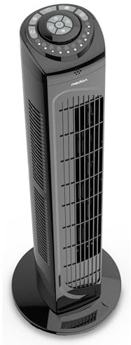 MEDION E11 TF Ventilateur colonne avec télécommande (3 vitesses, mode sommeil silencieux, 45 W, oscillation horizontale 60°, minuterie, MD12067) noir