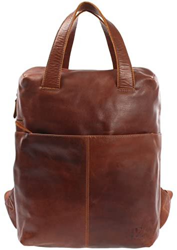 LECONI Sac à dos en cuire pour femmes et hommes Sac de loisirs moderne en cuir nappal Cuir de vachette Dames Messieurs Cuir 31x40x15cm marron LE1020-buf