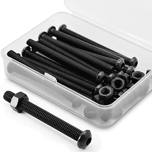 (15 Ensemble) M6 x 60mm Vis à tête bombée avec six pans creux et écrous Filetage complet en Acier au Carbone 10,9(Noir)