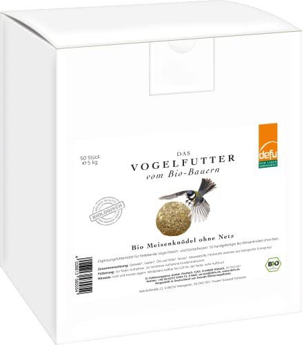 defu Wildvögel | Bio Meisenknödel ohne Netz | Ganzjähriges Wildvogelfutter für Weich- und Körnerfresser | 50 Stück im Karton
