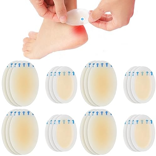 RGZ 24pcs Blasenpflaster, Hydrokolloid Pflaster, Blasenpflaster Ferse, Gel Pflaster, Fersenkissen, Blasenprävention für Zehen und Finger, Vorfuß Ferse Fersenschutz und Schutzhaut
