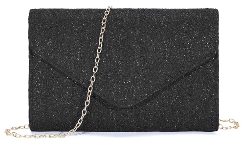 UBORSE Damen Clutch Elegant Spitze Abendtasche Handtasche Umschlag Umhängetasche Schultertasche Kleine Tasche für Hochzeit Party Braut - Schwarz