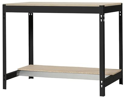 Simon Rack Banco da lavoro per officina, capacità di carico 600 kg, 842x1210x760 mm, tavolo da lavoro fai da te, Antracite/Legno - BT0