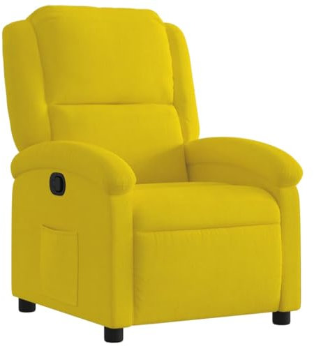 vidaXL Relaxsessel, Sessel mit Liegefunktion, Fernsehsessel Verstellbare Rückenlehne, Liegesessel Ruhesessel Polstersessel, Gelb Samt