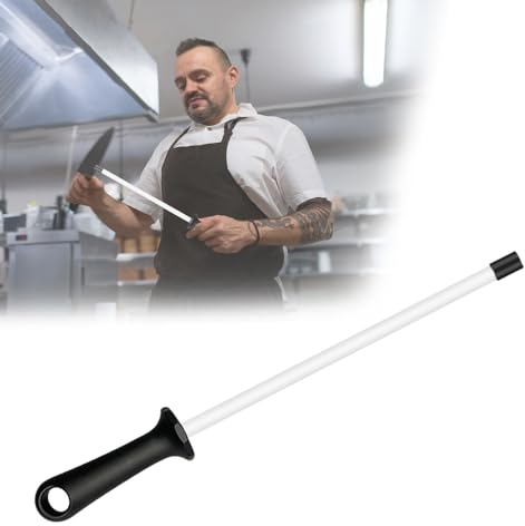 DTYGUIXE Asta per Affilatura in Ceramica,Coltello per Asta in Ceramica da 30cm,Barra per Affilare di Coltelli per Cucina con Manico,Affilatrice Professionale per Affilare per Diversi Tipi di Coltello