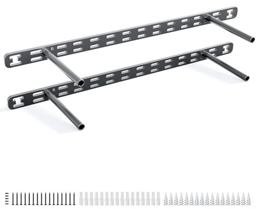 2pcs Floating Shelf Bracket Heavy Duty,Decorative Floating Shelf Hardware Hidden Black Metal Fireplace Mantel Brackets (22X6X1.0 Without Tools)