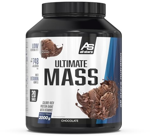 ALL STARS Ultimate Mass Gain Weight Gainer 2000g, Cholcolate - Mit 364kcal & 69g Kohlenhydrate pro Portion, Mass Gainer für Kraftsportler mit Multivitamin Komplex