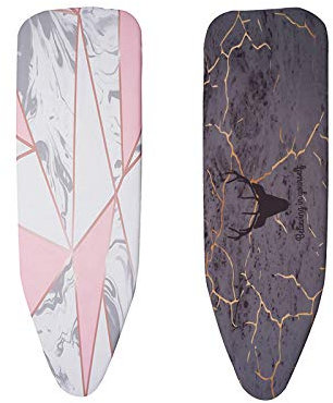 Pyugxab 2 pezzi 140 x 49 cm tessuto marmorizzazione asse da stiro copertura protettiva pressa pieghevole per stirare panno guardia proteggere indumenti delicati facile da montare 5 e 3