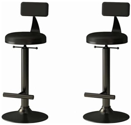 AMYSTY Barhocker Barstuhl Tresenhocker Höhenverstellbare Barhocker, 2er-Set, Barstuhl, Thekenhöhe, Barhocker Mit Fußstütze, Rückenlehne, 360° Drehbar, Barstühle Barstühle Küchenstühle(Black)