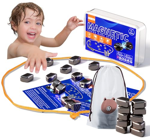 Magnetisches Schachspiel, DEUXYU 22 STK Magnetsteine Brettspiel, Tragbar Magnetspiel, Schachbrett Magnetisch, Puzzle Spiel Magnetic Chess Game für Familien-Party, Weihnachten, Geburtstag Geschenk