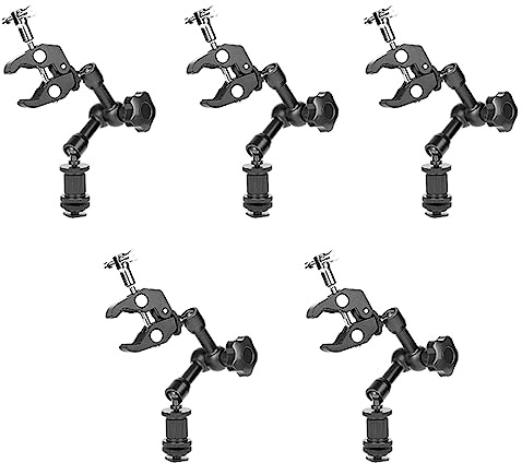 Oladfiop 5 x magisk arm 7 articulating Friction Arm Super Clamp justerbar stång klämtång med 1/4 och 3/8 gänga för DSLR-kamera rig/LCD-bildskärm/LED-lampor/blixtljus
