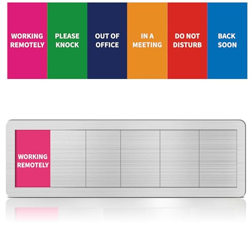 Office Door Signs 6 Options Do Not Disturb, Please Knock, In A Meeting, Out Of Office, Working Remotely Back Soon Privacy Door Slider Sign For Meeting & Conference Room Brushed Silver