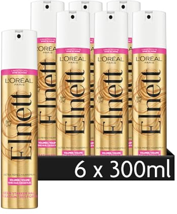 L'Oréal Paris Elnett - Spray ultra fine per capelli volume, per styling e fissare l'acconciatura, tenuta molto forte, senza siliconi, 6 x 300 ml