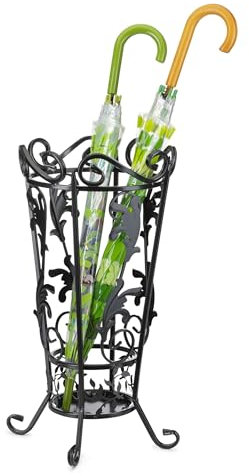 HowHomely Vintage Schirmständer Regenschirm aus Metall | Regenschirmständer Schwarz 63x32cm | Regenschirm Ständer zur Dekoration von Büro Flur oder Eingangsbereich