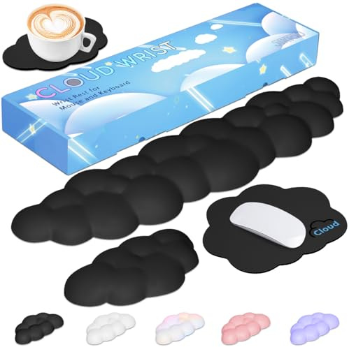 JIKIOU Repose-poignet en cuir avec base antidérapante en polyuréthane, confortable en mousse à mémoire de forme pour ordinateur, ordinateur portable, Mac, jeu, bureau et soulagement de la douleur