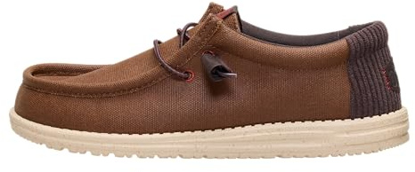 HEYDUDE - Wally Waxed Canvas - Chaussures pour Hommes - Chaussures Casual Slip-on - Style Prêt pour Toutes Les Conditions Météorologiques - Noir/Noir, 41