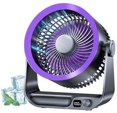Aosun Ventilateur Portable Silencieux USB Puissant, 10 Vitesses Réglables, Écran LED, Fraîcheur Instantanée à Tout Moment, Rechargeable, Idéal pour Chambre, Bureau, Maison et Camping
