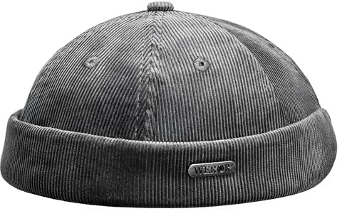 WEROR Dockercap Herren – Fischermütze Seemannsmütze Dockermütze - Cord Mütze aus Baumwolle - Strickmütze – WEROR-449.1 (Grau, Einheitsgröße)