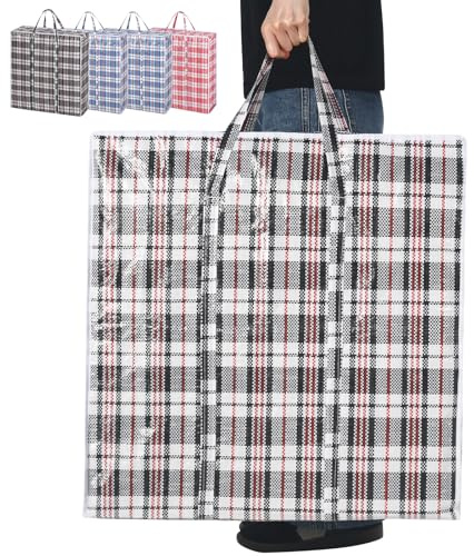 Rainberg Lot de 5 sacs de rangement extra larges solides et durables avec double fermeture éclair, parfaits pour le linge, les déménagements, les vêtements et le rangement de garde-robe (80 x 60 x 28