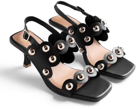 GIOSEPPO KAKUMA - Sandalias de Piel con Detalle de Tachas y Tacón de Bloque, Cierres Ajustables en el Tobillo, Color Negro, Talla 38