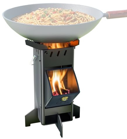 Estufa de Leña Portátil Plegable, Estufas de Leña para Cocinar al Aire Libre, Acampar y Como Kit de Supervivencia